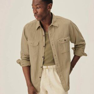 Buck Mason Men's NWT HBT Soft Pack Station Shirt Khaki Size L